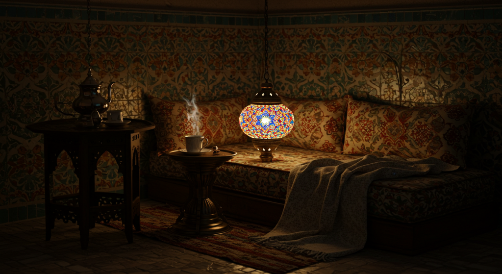 Harmony Of Mosaic Lamps and Arabic Sofas