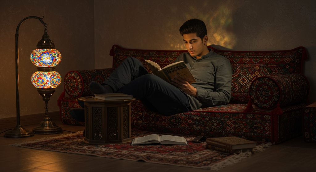 Harmony Of Mosaic Lamps and Arabic Sofas